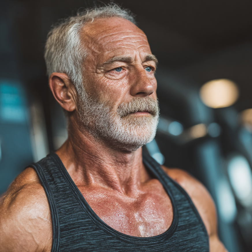 Група възрастни хора се усмихват след тренировка